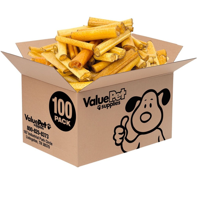 ValueBull USA Pig Skin Retriever Rolls, 4 Inch, Smoked, 100 Count Bulk Pack