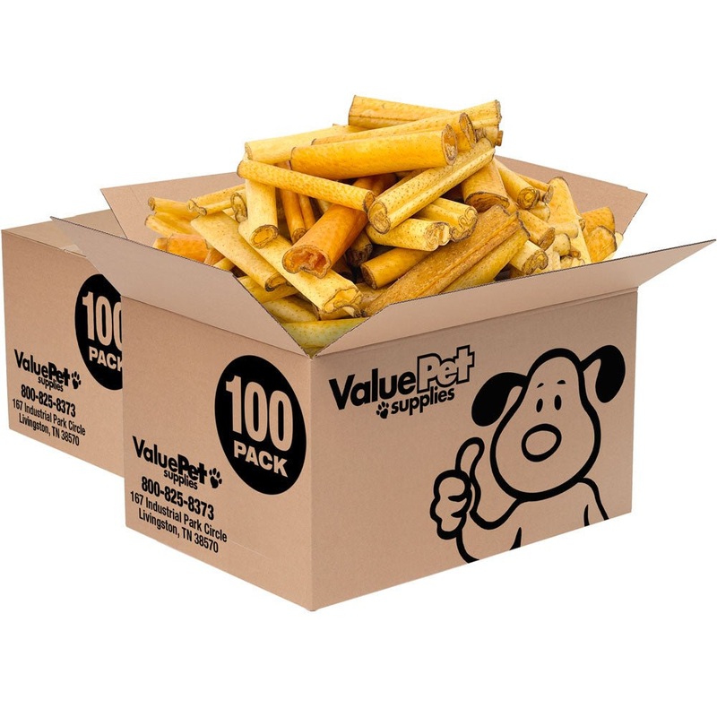 ValueBull USA Pig Skin Retriever Rolls, 4 Inch, Smoked, 200 Count Bulk Pack