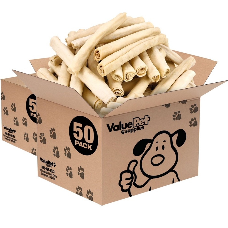 ValueBull USA Retriever Rolls, Premium Rawhide, Thick 10 Inch, 100 Count Bulk Pack