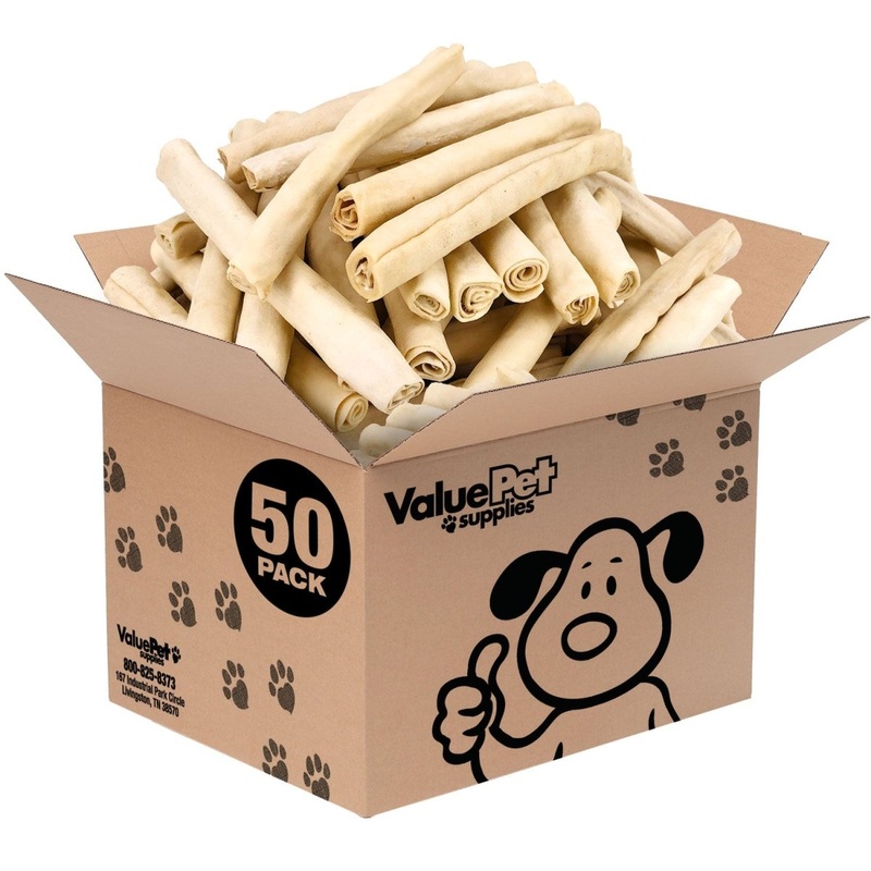 ValueBull USA Retriever Rolls, Premium Rawhide, Thick 10 Inch, 50 Count Bulk Pack