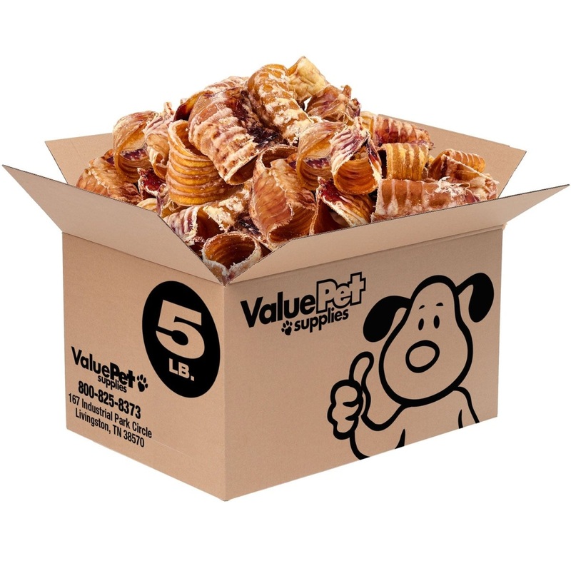ValueBull USA Beef Trachea Bites for Small Dogs, 5 Pounds Bulk Pack