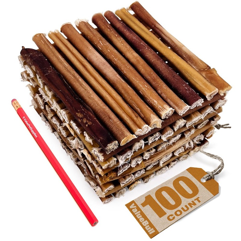 ValueBull USA Bully Sticks for Small Dogs, Extra Thin 6 Inch, 100 Count Bulk Pack