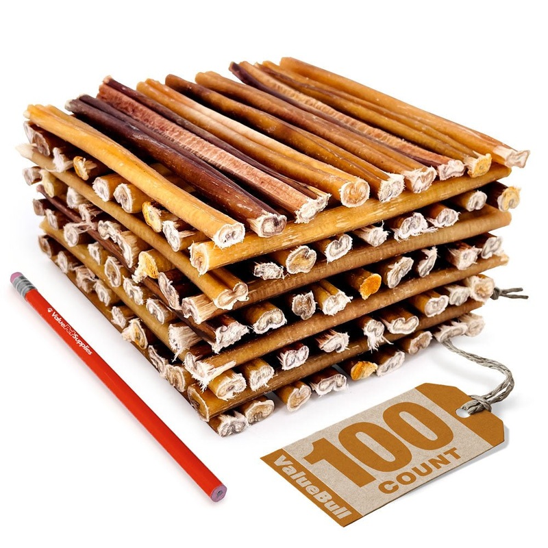 ValueBull USA Bully Sticks for Small Dogs, Thin 6 Inch, 100 Count Bulk Pack