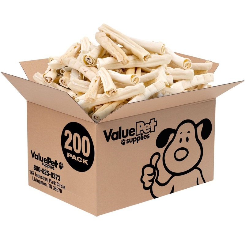 ValueBull USA Retriever Rolls for Small Dogs, Premium Rawhide, Thin 5-6 Inch, 200 Count Bulk Pack