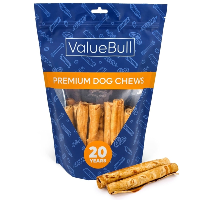 ValueBull USA Retriever Rolls for Small Dogs, Premium Rawhide, Thin 5-6 Inch, Chicken Infused, 25 Count
