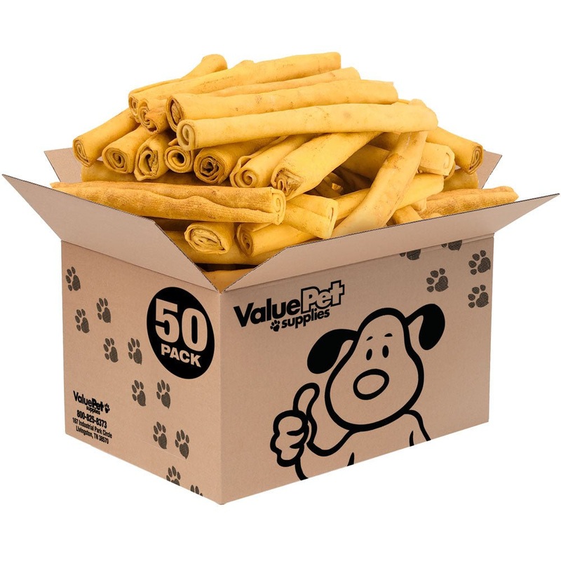 ValueBull USA Retriever Rolls, Premium Rawhide Chews, Thick 10 Inch, Chicken Infused, 50 Count Bulk Pack