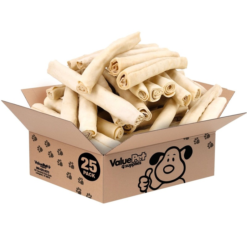ValueBull USA Retriever Rolls, Premium Rawhide, Thick 10 Inch, 25 Count Bulk Pack