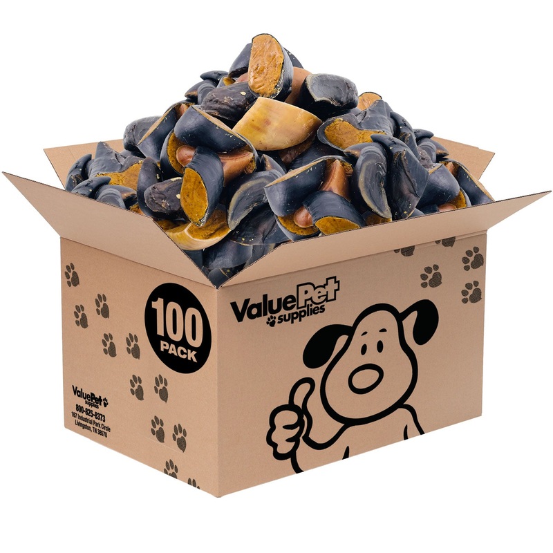 ValueBull Cheese Stuffed Beef Hooves Dog Chews, 100 Count Wholesale Pack