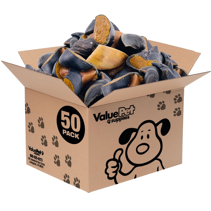 ValueBull Cheese Stuffed Beef Hooves Dog Chews, 50 Count Bulk Pack