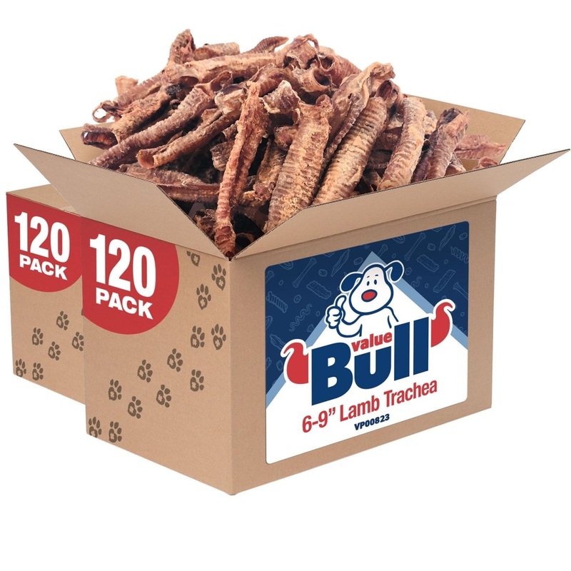 ValueBull Lamb Trachea for Dogs, Premium, 4-9 Inch, 10 Pound, Bulk Pack