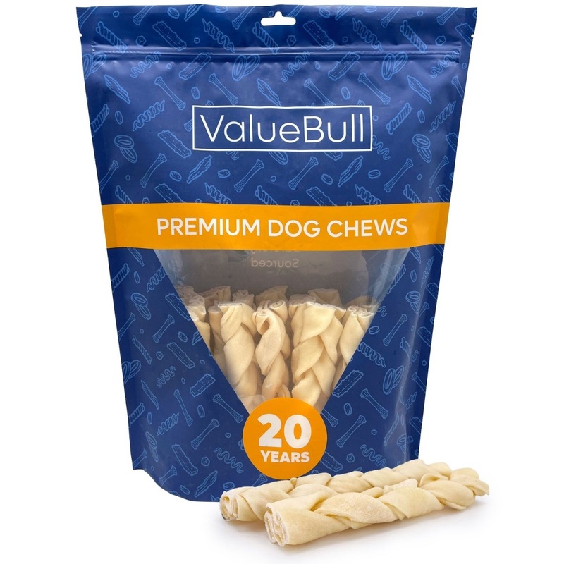 ValueBull USA Collagen Braided Sticks for Dogs, 6 Inch Medium Chews, Natural Long-Lasting Dog Treats, 25 Count