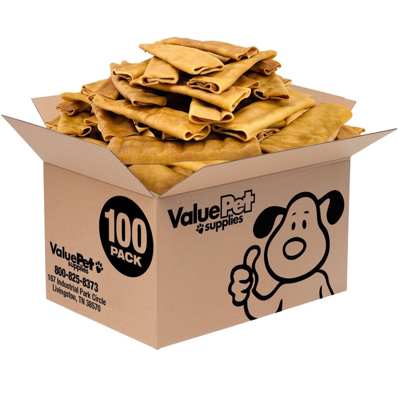 ValueBull USA Collagen Flats Dog Chews, Natural Long-Lasting Chicken Infused Dog Treats, 100 Count Bulk Pack