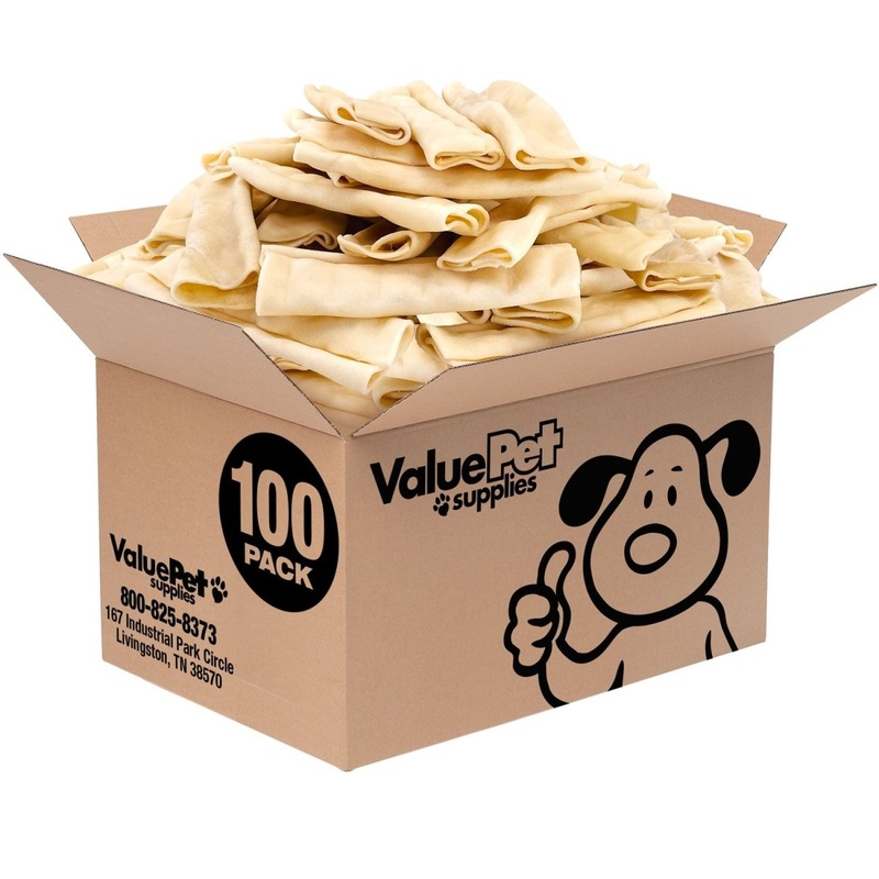 ValueBull USA Collagen Flats Dog Chews, Natural Long-Lasting Dog Treats, 100 Count, Bulk Pack