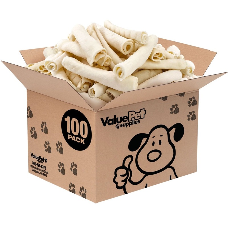 ValueBull USA Collagen Retriever Rolls for Dogs, 6 Inch Chews, Natural Long-Lasting Dog Treats, 100 Count Bulk Pack