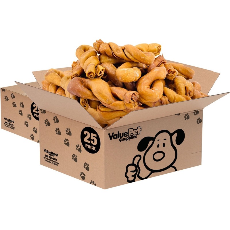 ValueBull USA Collagen Twists Dog Chews, Natural Long-Lasting Chicken Infused Dog Treats, 50 Count Bulk Pack