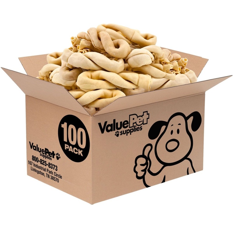 ValueBull USA Collagen Twists Dog Chews, Natural Long-Lasting Dog Treats, 100 Count Bulk Pack