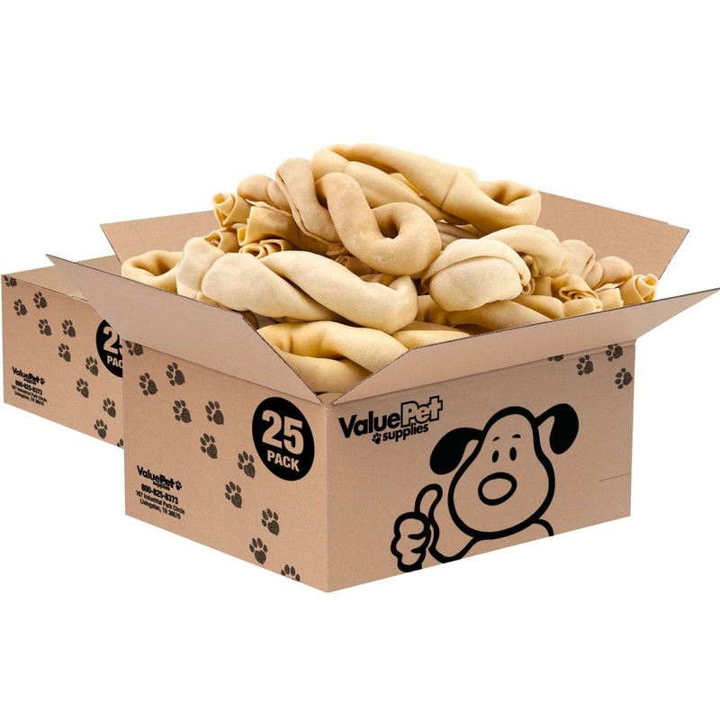 ValueBull USA Collagen Twists Dog Chews, Natural Long-Lasting Dog Treats, 50 Count Bulk Pack