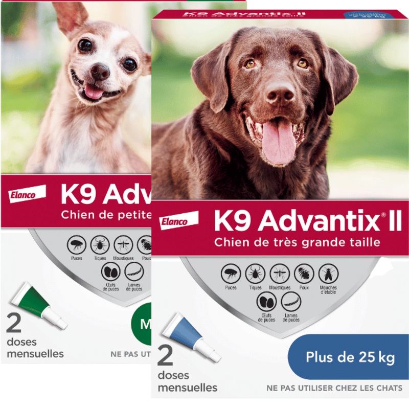 K9 advantix II protection contre les puces et les tiques - 2 doses