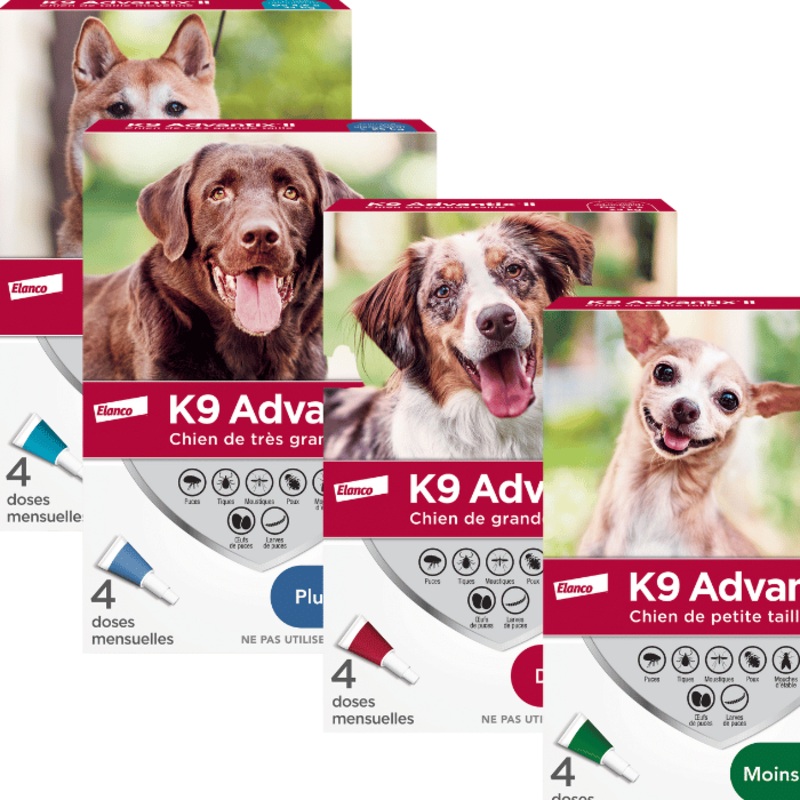 K9 advantix II protection contre les puces et les tiques - 4 doses