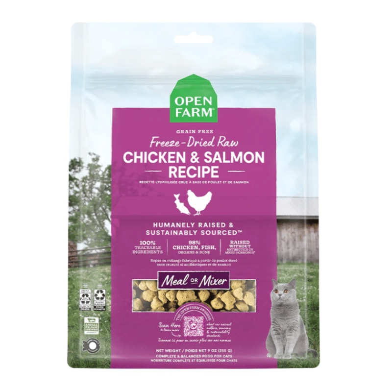 Nourriture pour chat lyophilise poulet et saumon