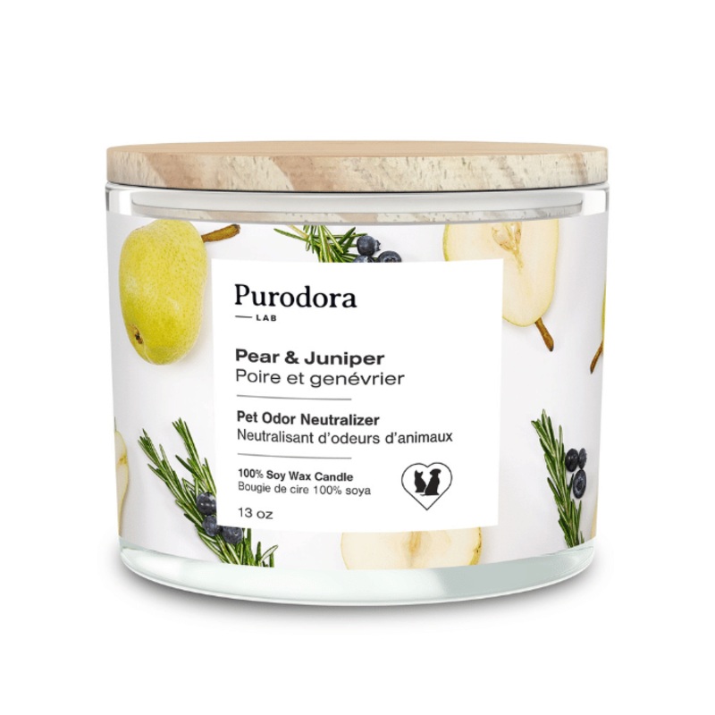 Bougie De Soya, Neutralisant D'odeurs D'animaux, Poire Et Genvrier 13oz