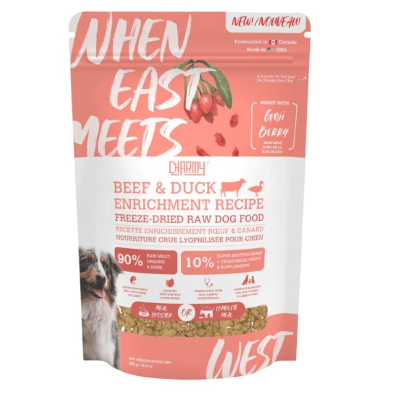 Charmy-When Est Meets West- Recette Enrichissement Boeuf, Canard & Goji