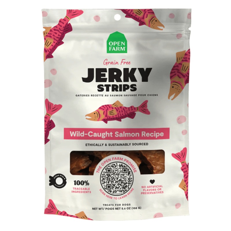 Jerky pour chiens Open farm recette au saumon sauvage