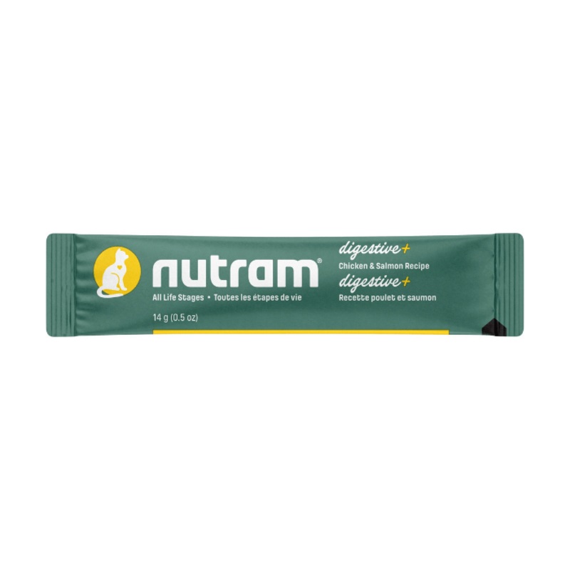 Nutram Combinaisons Optimales Digestive+ Chat Poulet & Saumon, Sans Grains 4 tubes