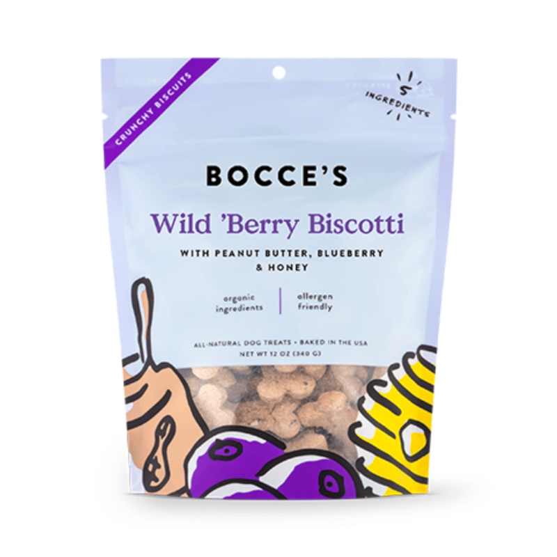 Gteries pour chiens Wild Berry Biscotti avec beurre de peanuts, bleuets et miel 12oz
