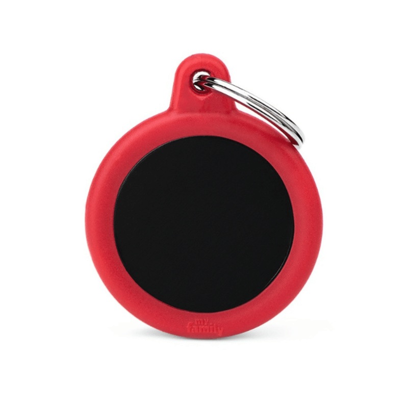 Mdaille pour chiens - Hushtag cercle noir gomme rouge