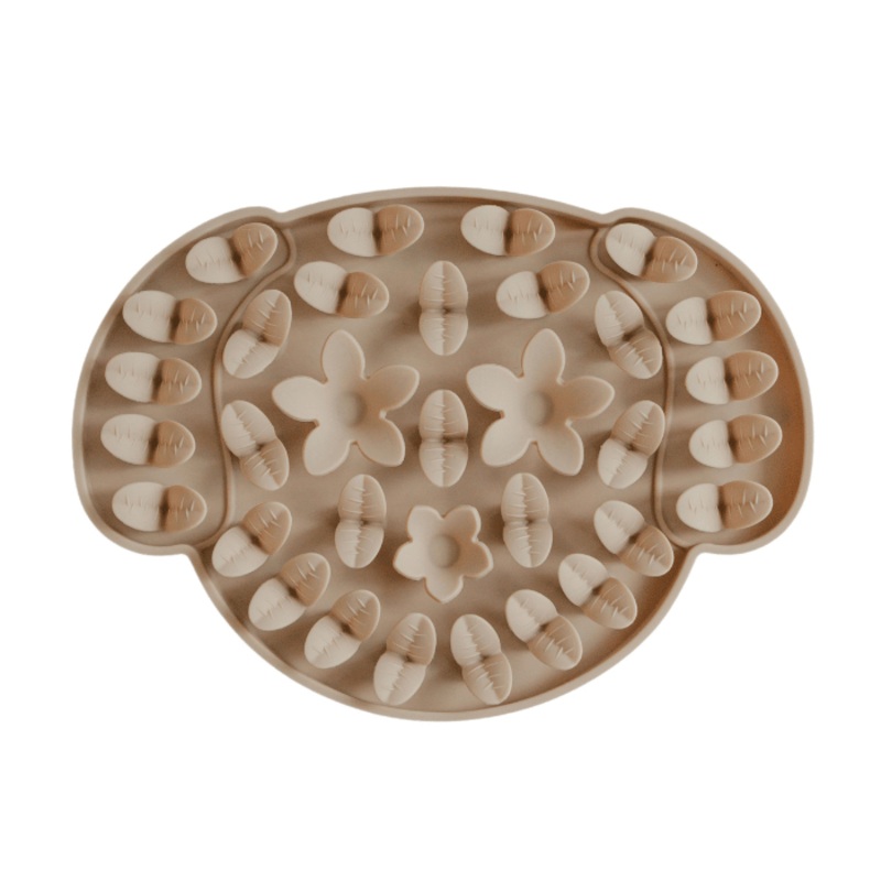 Tapis De Lchage En Silicone "cache-cache" Tte De Chien, Beige