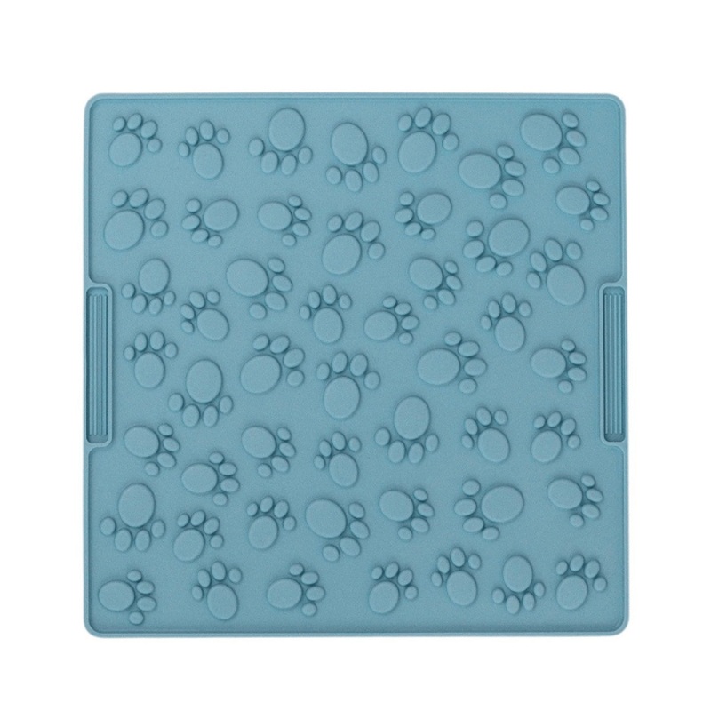 Tapis De Lchage Stimulant En Forme De Carr Avec Empreintes De Pattes, Grand Format, Bleu