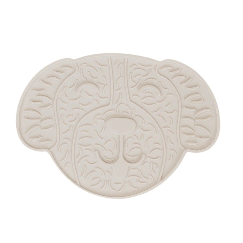 Tapis De Lchage Stimulant En Forme De Tte De Chien, Blanc