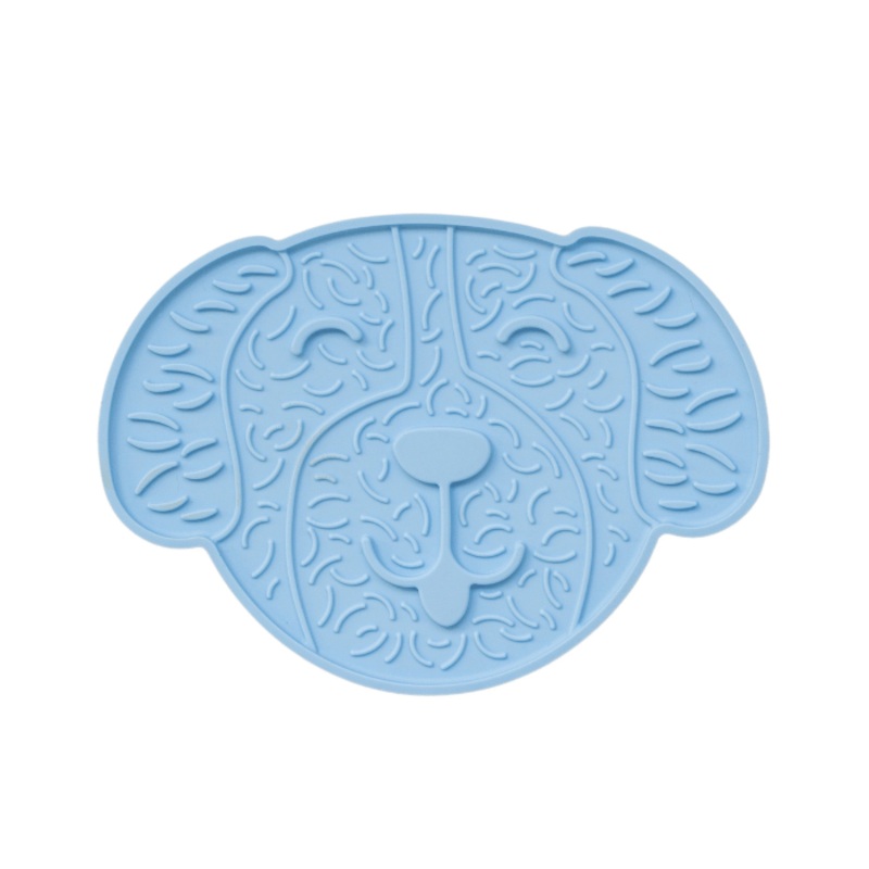 Tapis De Lchage Stimulant En Forme De Tte De Chien, Bleu