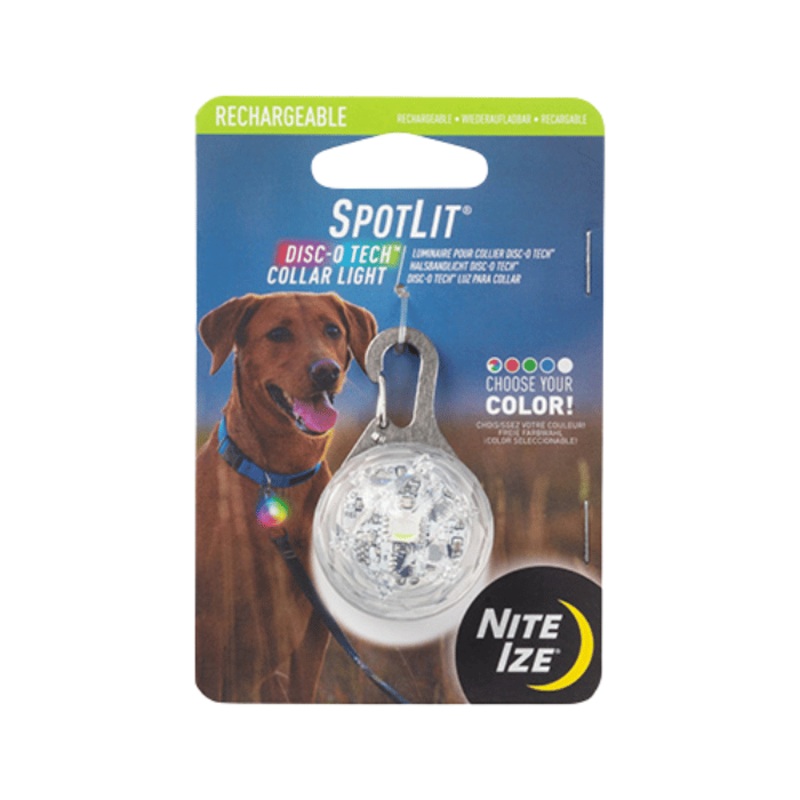 Bijou Lumineux Disco-Tech de NITE IZE - La Lumire Rechargeable qui claire le Collier de Ton Chien