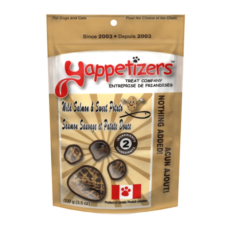 Gteries au saumon sauvage  et patates douces 100 % pures et dshydrates 100g