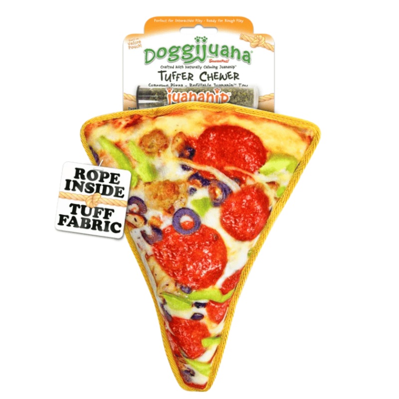 Jouet calmant pour chiens Pizza Tuffer Chewer de Doggijuana