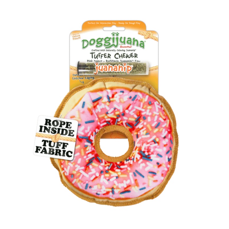 Jouet calmant pour chiens Tuffer Chewer beigne de Doggijuana
