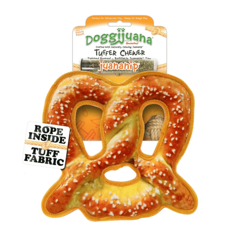 Jouet calmant pour chiens Tuffer Chewer pretzel de Doggijuana