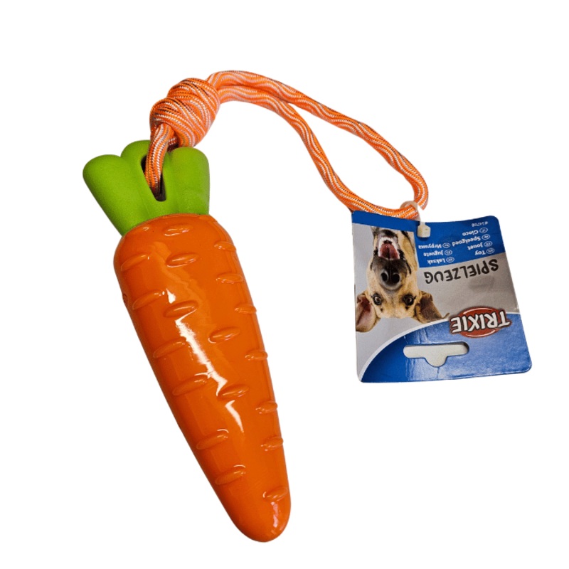 Jouet pour chiens Carotte sur corde 39cm