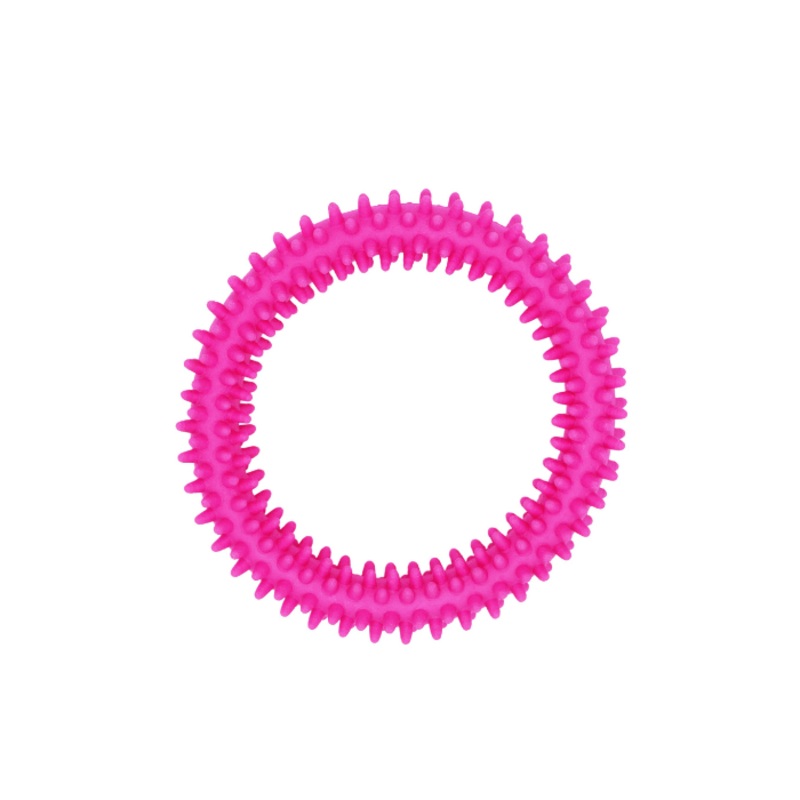Jouet En Caoutchouc Pour Chien, Anneau Piquant, Rose 4"