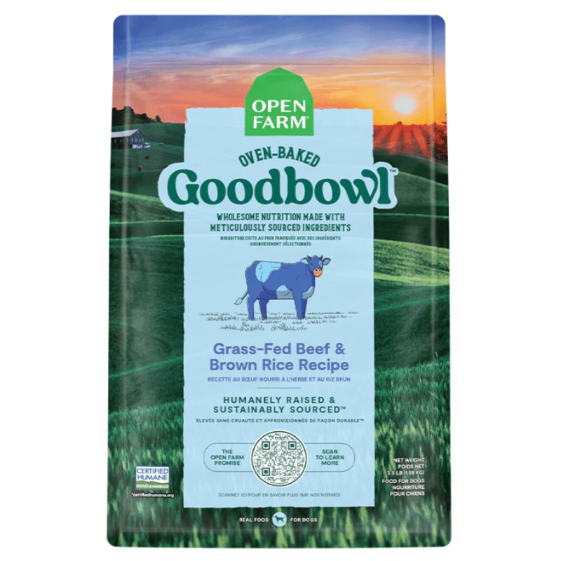 Nourriture pour chien Open Farm GoodBowl Recette de buf nourri  l'herbe et de riz brun