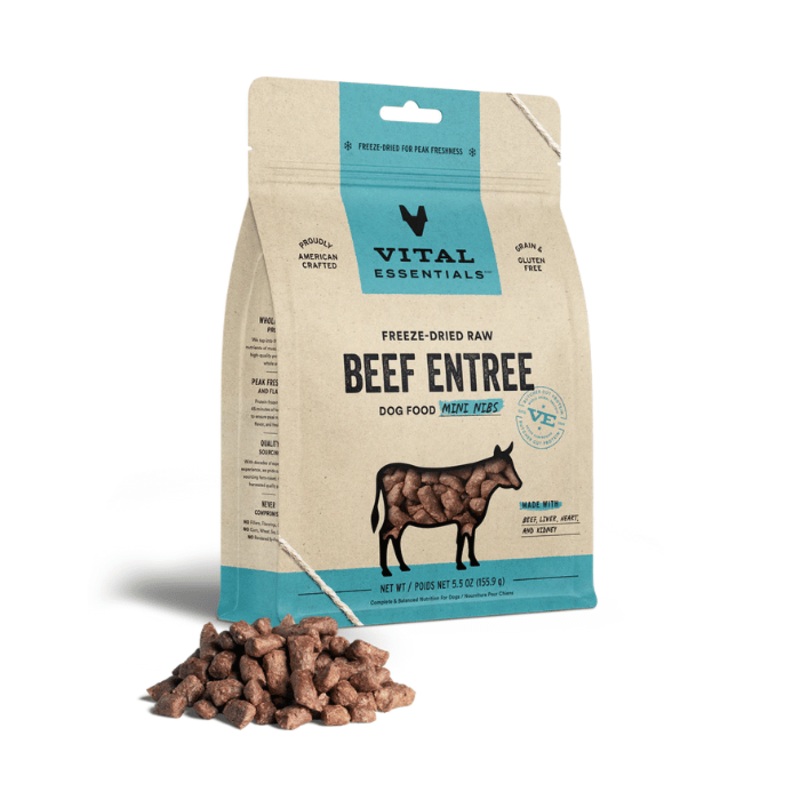 Repas de Boeuf Cru Lyophilis VITAL ESSENTIALS - Mini Croquettes pour Chiens