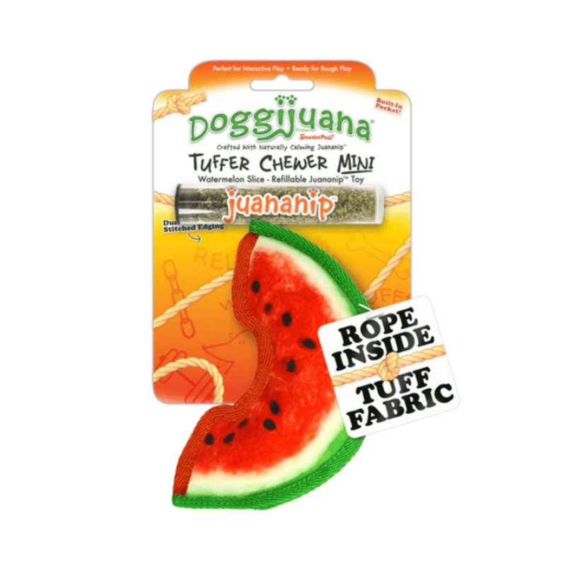 Jouet calmant pour chiens Mini Tuffer Chewer Melon d'eau de Doggijuana