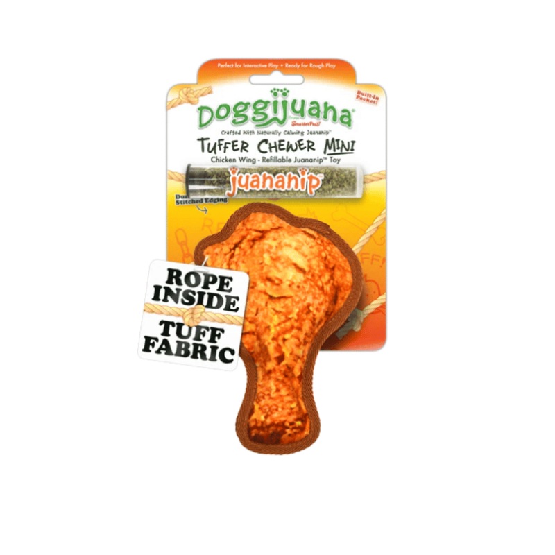 Jouet calmant pour chiens Tuffer Chewer Mini Aile de poulet de Doggijuana