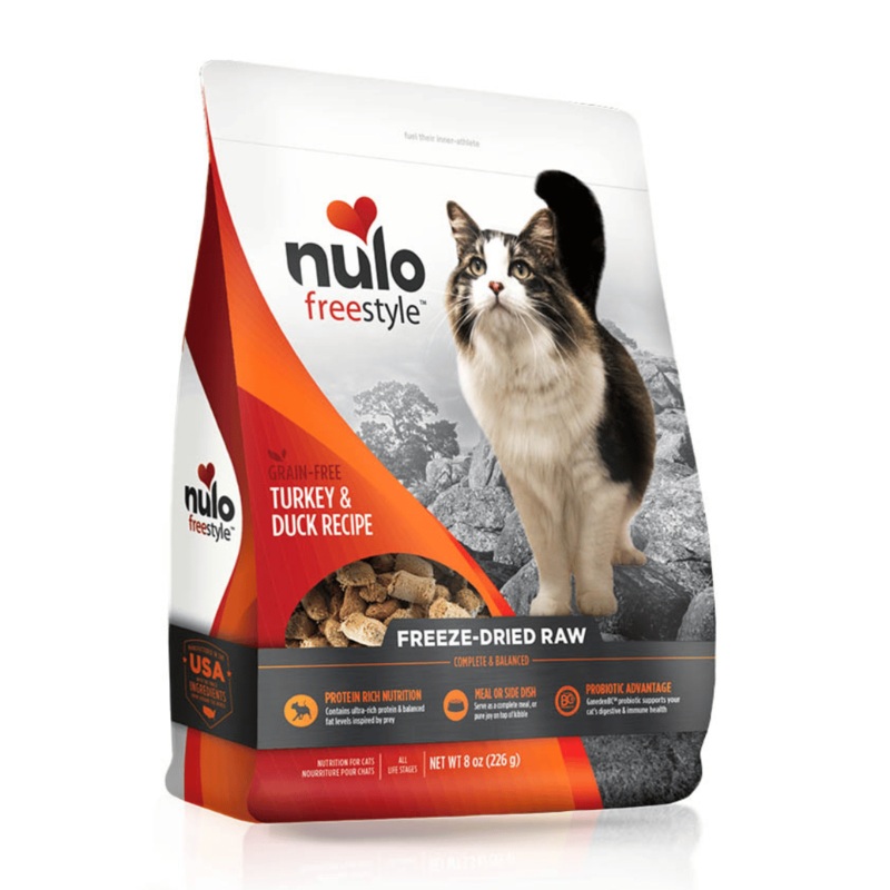 Nourriture lyophilis pour chats Nulo  la dinde et au canard