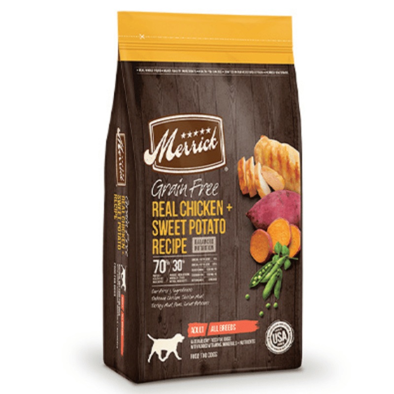 Nourriture sans grain Merrick Poulet et Patates Douce