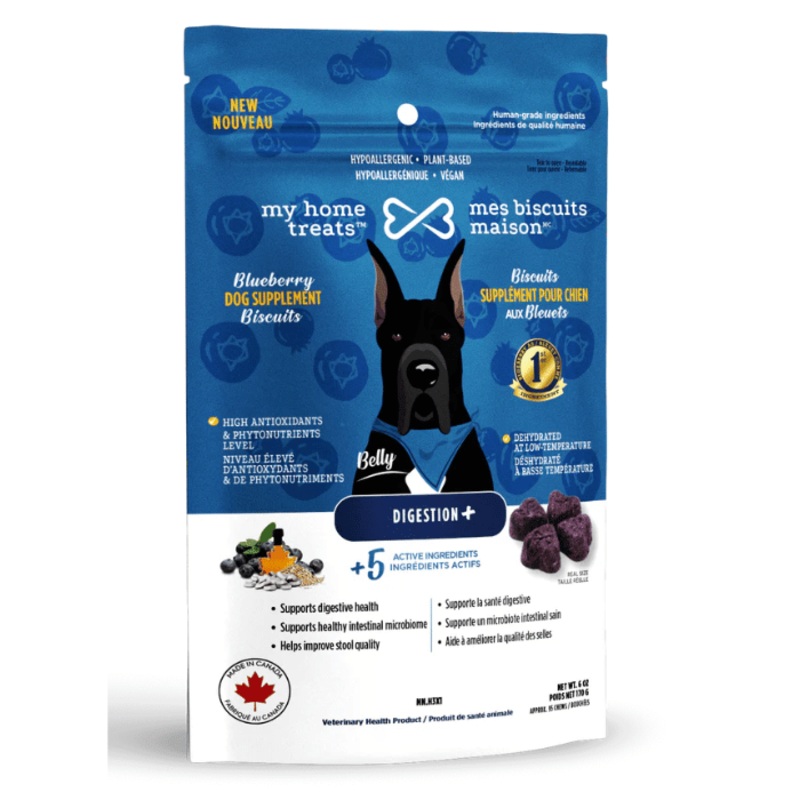 Biscuits supplment hypoallergnique pour chien aux bleuets - Digestion+ 170g