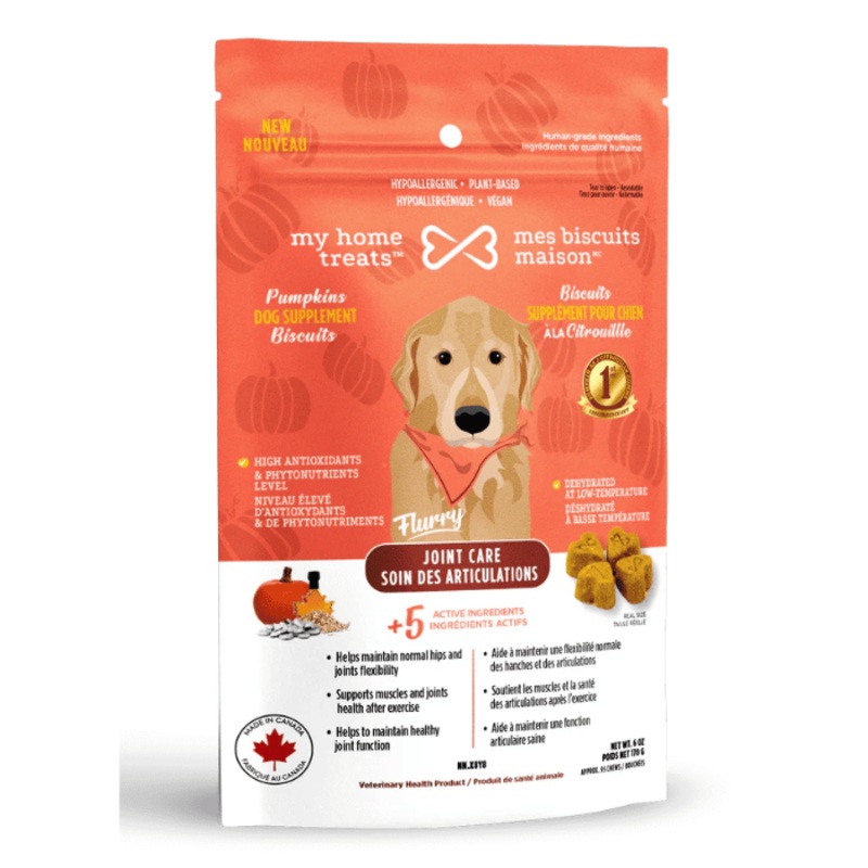 Biscuits supplment hypoallergnique pour chien  la citrouille - Soin des articulations 170g
