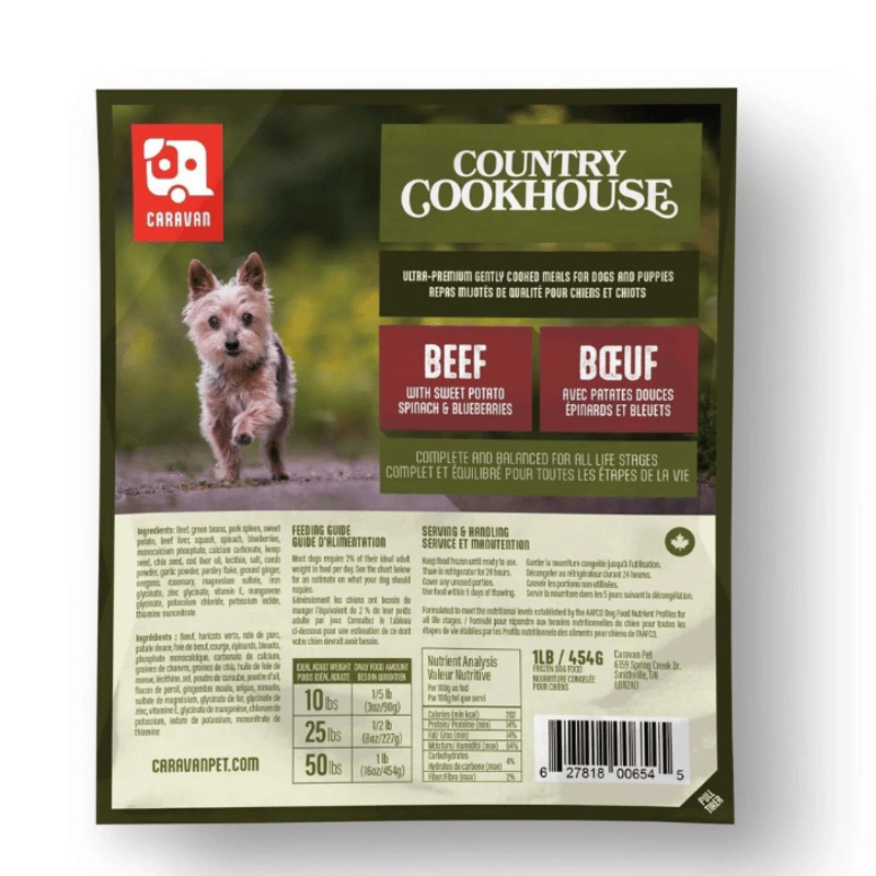 Caravan Boeuf 1 lbs repas mijots de qualit pour chiens